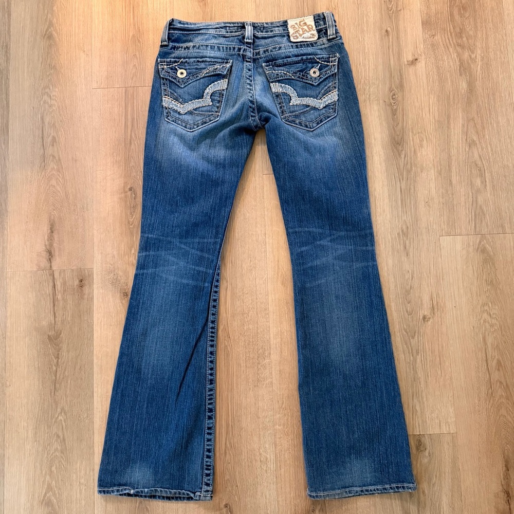 1206 Big Star sweet ultra low rise flare jeans 26R (28x30.5) western rodeo - Picture 2 of 13